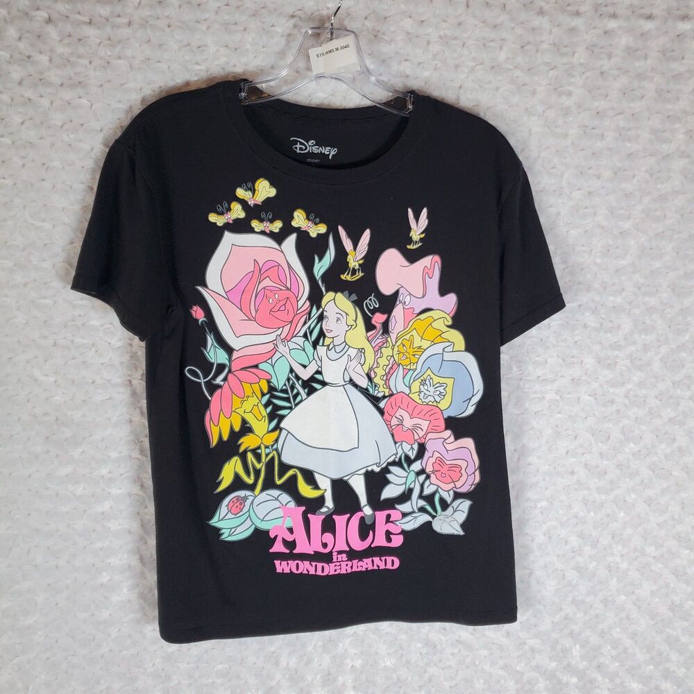 Vintage Disney Alice in Wonderland Black T-Shirt Size M